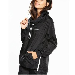 Women Windbreaker Woven Black Tracksuit